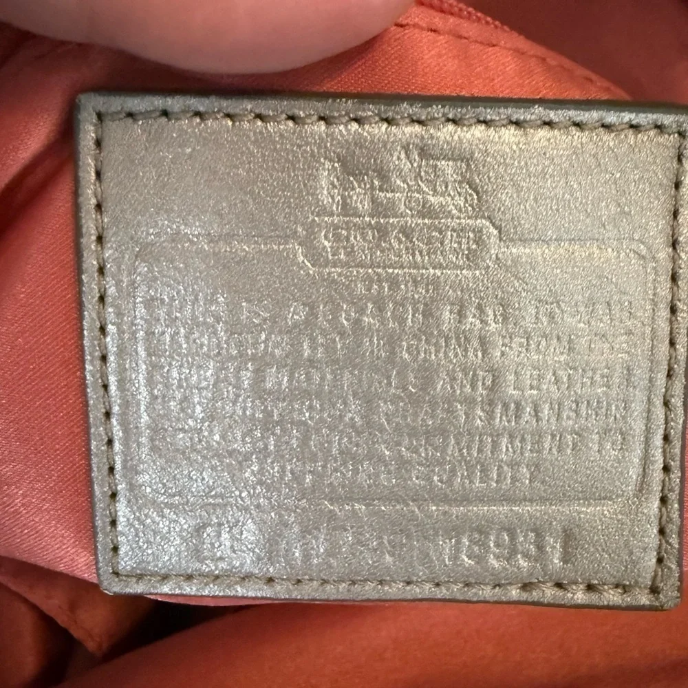 Coach Tan Metallic Madison Satchel with Double Handles and Detachable Strap